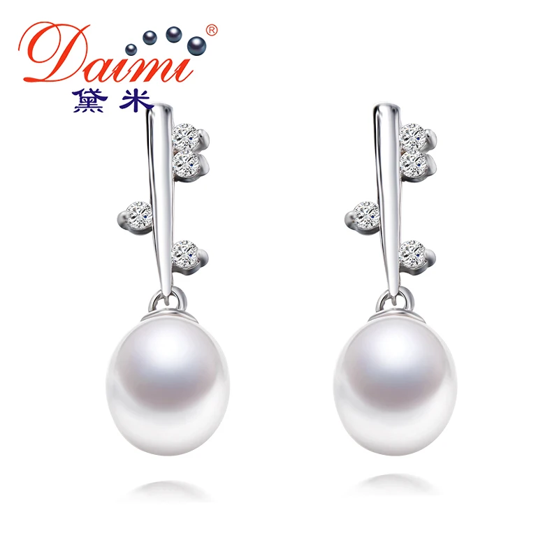 

DAIMI The Little Tree Earrings 7-8mm Tear Drop Freshwater Pearl Earrings Trendy 925 Silver Drop Earrings Brand Jewelry