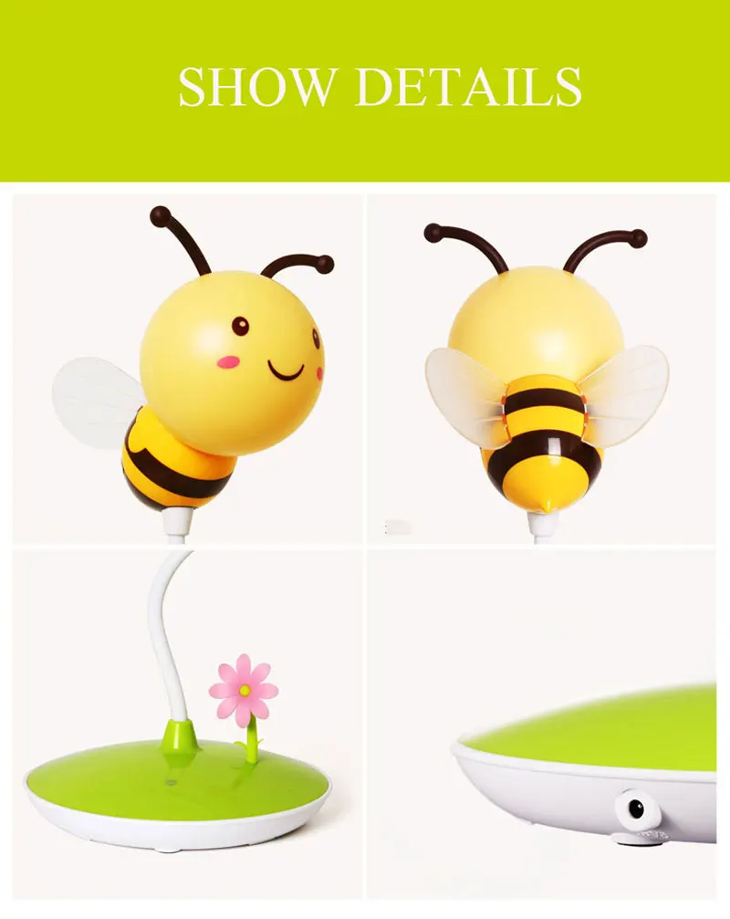 Creative USB LED Bee Night Lamp Charging Touch Dimming Table Lamp  Baby Children Sleeping Bedroom Night Light Home Decorated (6)