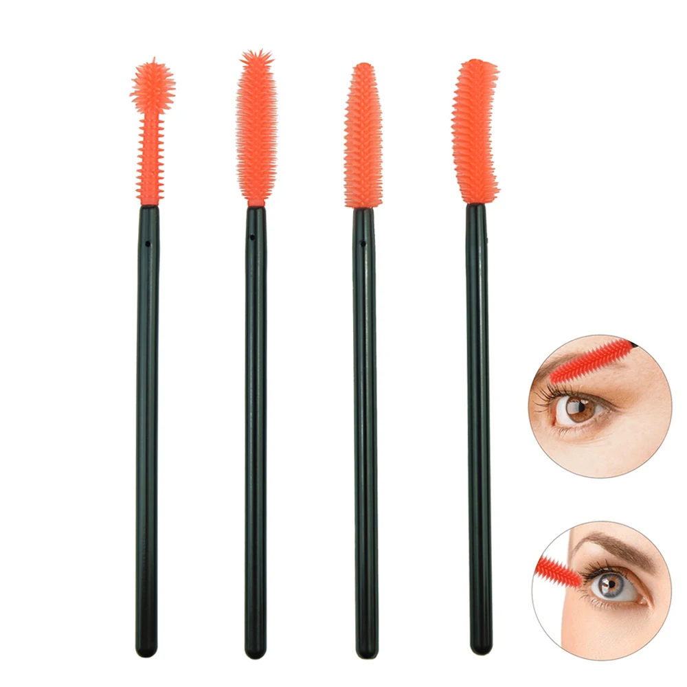 50Pcs Disposable Wands Silicone Eyelash Brushes Eyebrow Silicone Brush