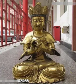 

25"Tibet Buddhist Temple Bronze Gild Maitreya Kwan yin Bodhisattva Buddha statue