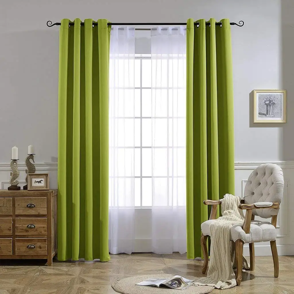 Solid Blackout Curtains for Living Room Bedroom Window Treatment Blinds Finished Drapes Modern Black Out Curtain