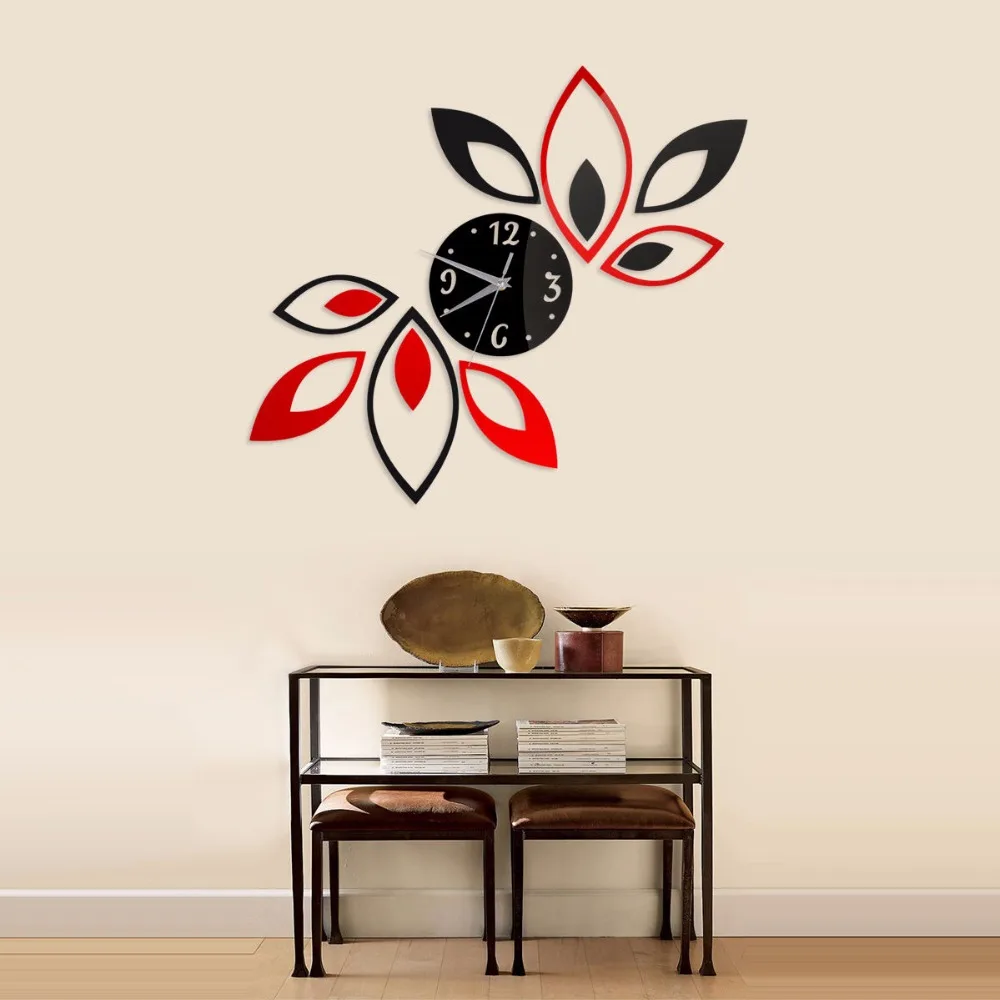Lotus flower DIY wall clock sticker Self Adhesive digital large
