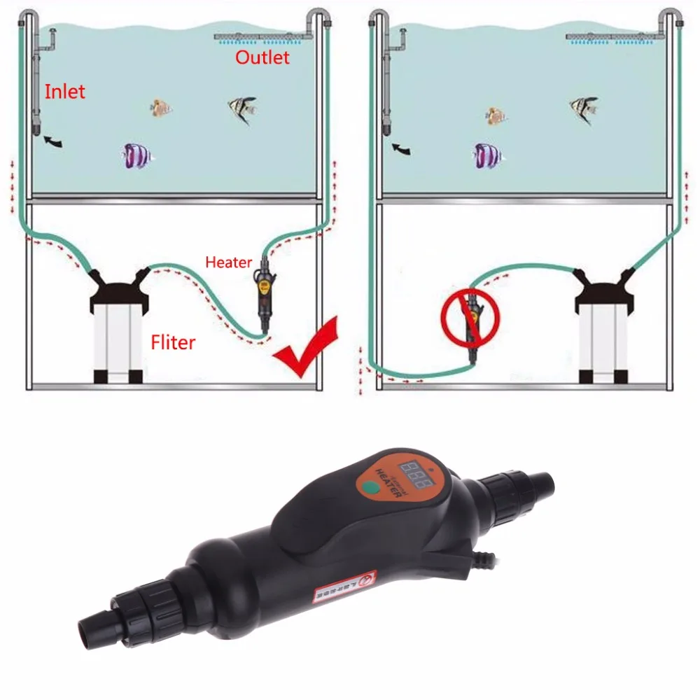 220-240 В/50 Гц 300 Вт/500 Вт рыбий водонагреватель бак Регулируемый контроль температуры внешний аквариумный нагреватель чувствительный дисплей