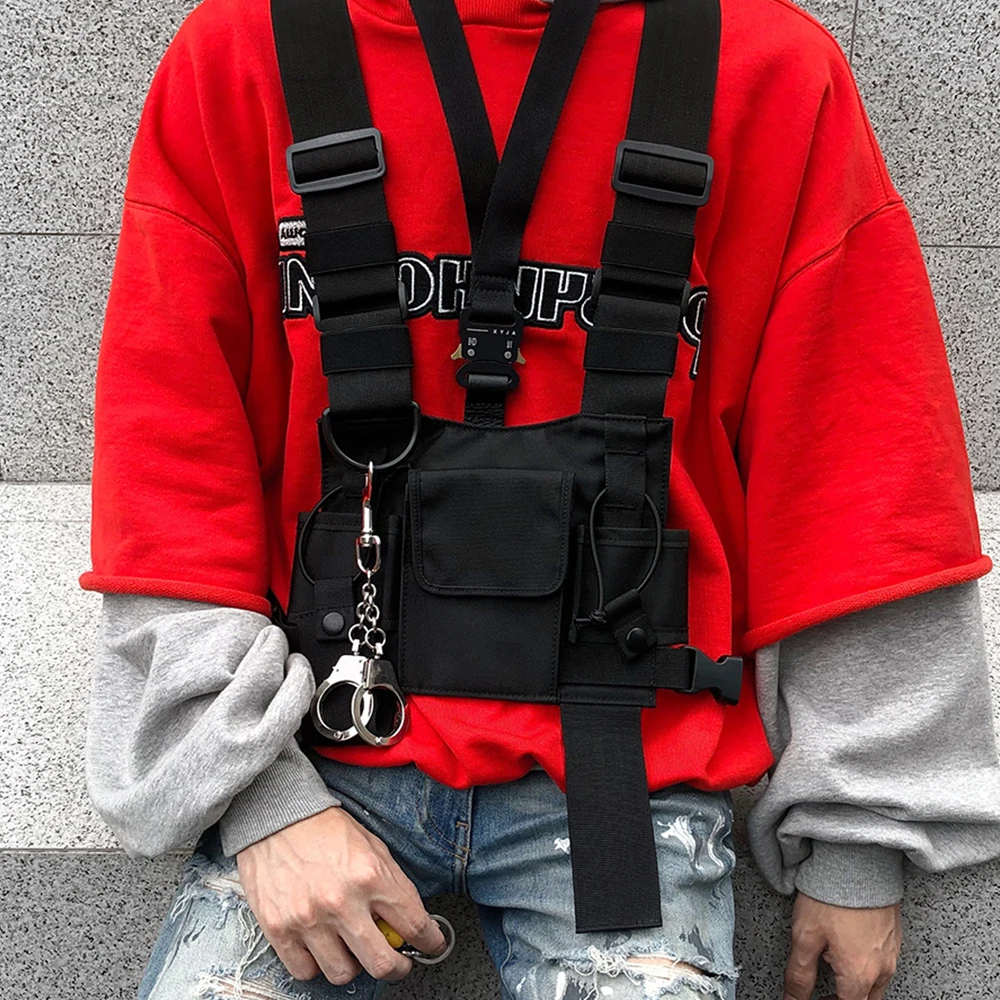 

Fashion Men Chest Rig Bag Hip Hop Adjustable Waistcoat with Pockets Military Jacket Streetwear Tactical Hunting Chest Bag