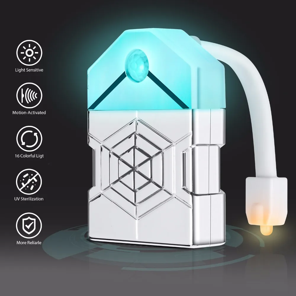 

2PCS Motion Sensor LED Night Lamp Toilet LED Light Bulb 16 Colors Bowl Bathroom Night Light UV LED Lamp WC Light PIR Veilleuse