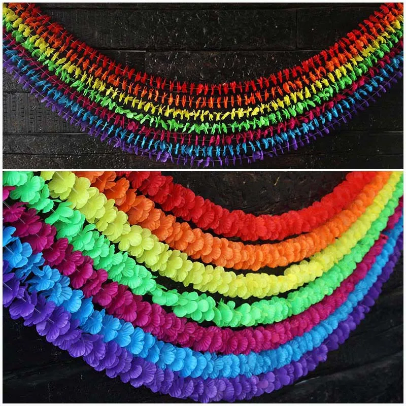 

7pcs/set rainbow artificial flower party banner hawaiian party decorations 3 meters length 7 colors mix