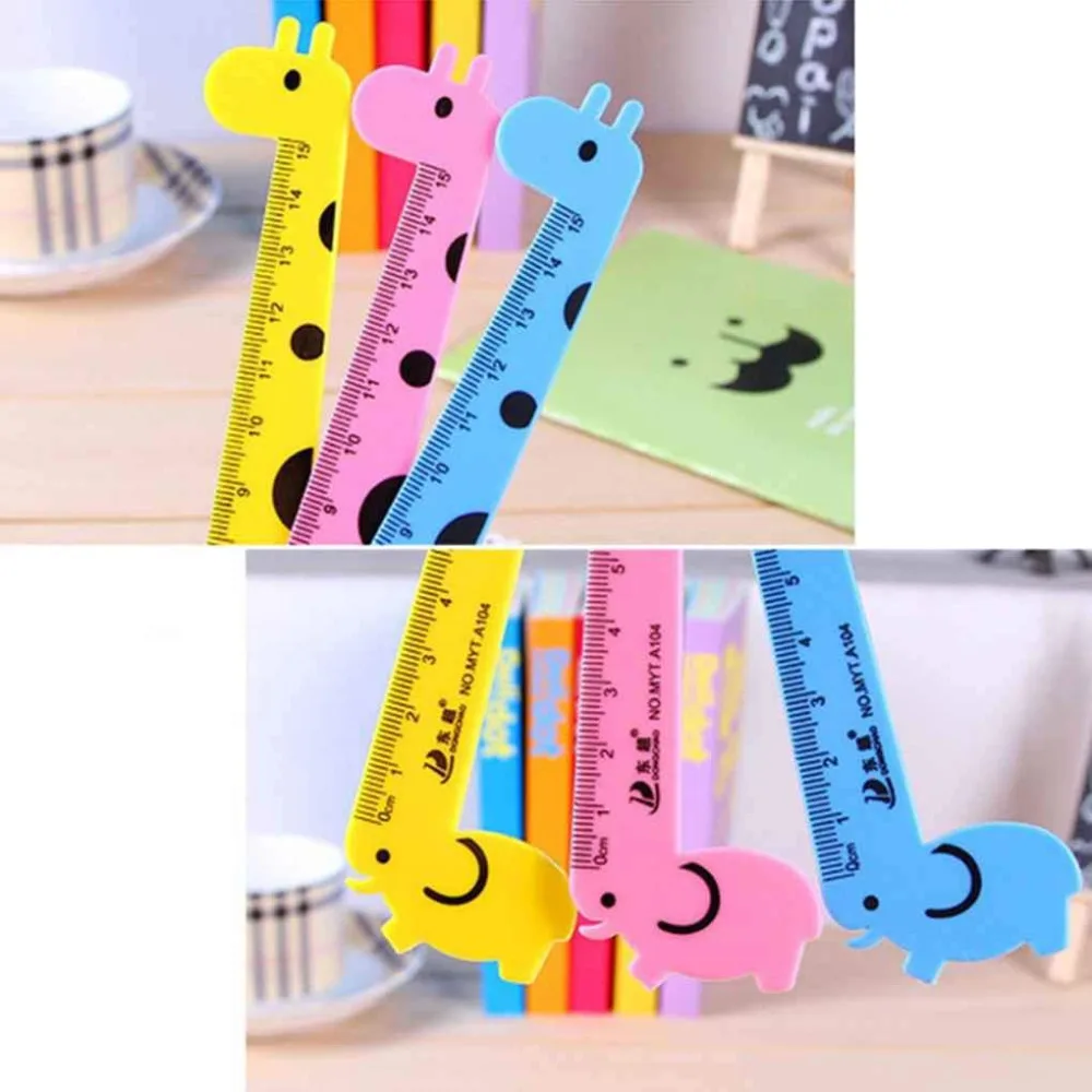 

XRHYY 10Pieces 15cm Cute Giraffe Animal Ruler Office Supplies Creative Stationery Kawaii Rulers