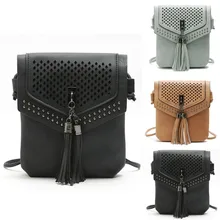 Женские сумки с заклепками и кисточками, однотонные сумки через плечо, сумка-мессенджер, сумка для телефона borse da donna