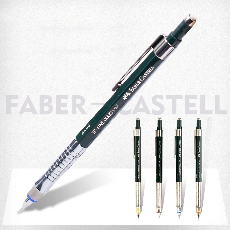 Faber-Castell механический карандаш с грифелем 0,35/0,5/0,7/1,0 мм и стеркой на конце, металлический корпус, высокое премиум качество для рисования, скетчей, черчения, школы и офиса