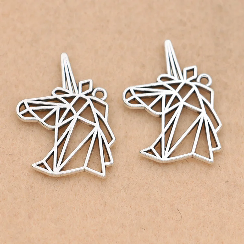 

10pcs Antique Silver Plated Hollow Unicorn Charm Pendant for Bracelet Necklace Jewelry DIY Making Accessories 29x21mm