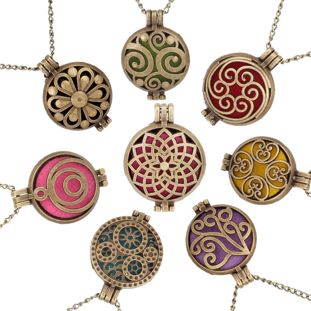 

Antique Bronze Aromatherapy Necklace Owl Tree of Life Oil Essential Diffuser Scent Perfume Pendant Open Locket Necklace