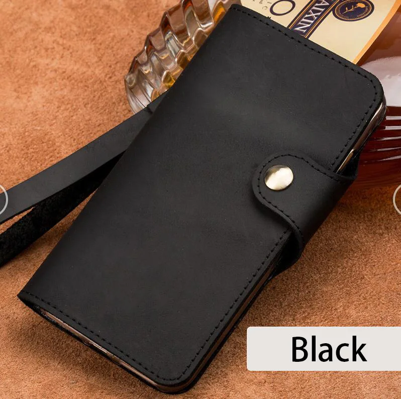 Чехол-бумажник из натуральной кожи с откидной крышкой для Xiaomi redmi note 8 Pro 8t 7, кожаный чехол в стиле ретро с нескользящей пряжкой, силиконовый чехол для полной защиты телефона - Цвет: Черный