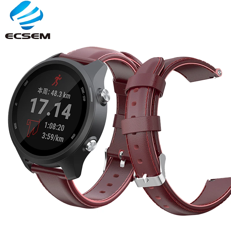 

ECSEM 20MM Oil wax leather strap for Garmin Forerunner 245 wristband watch accessories for Garmin vivoactive 3 music band