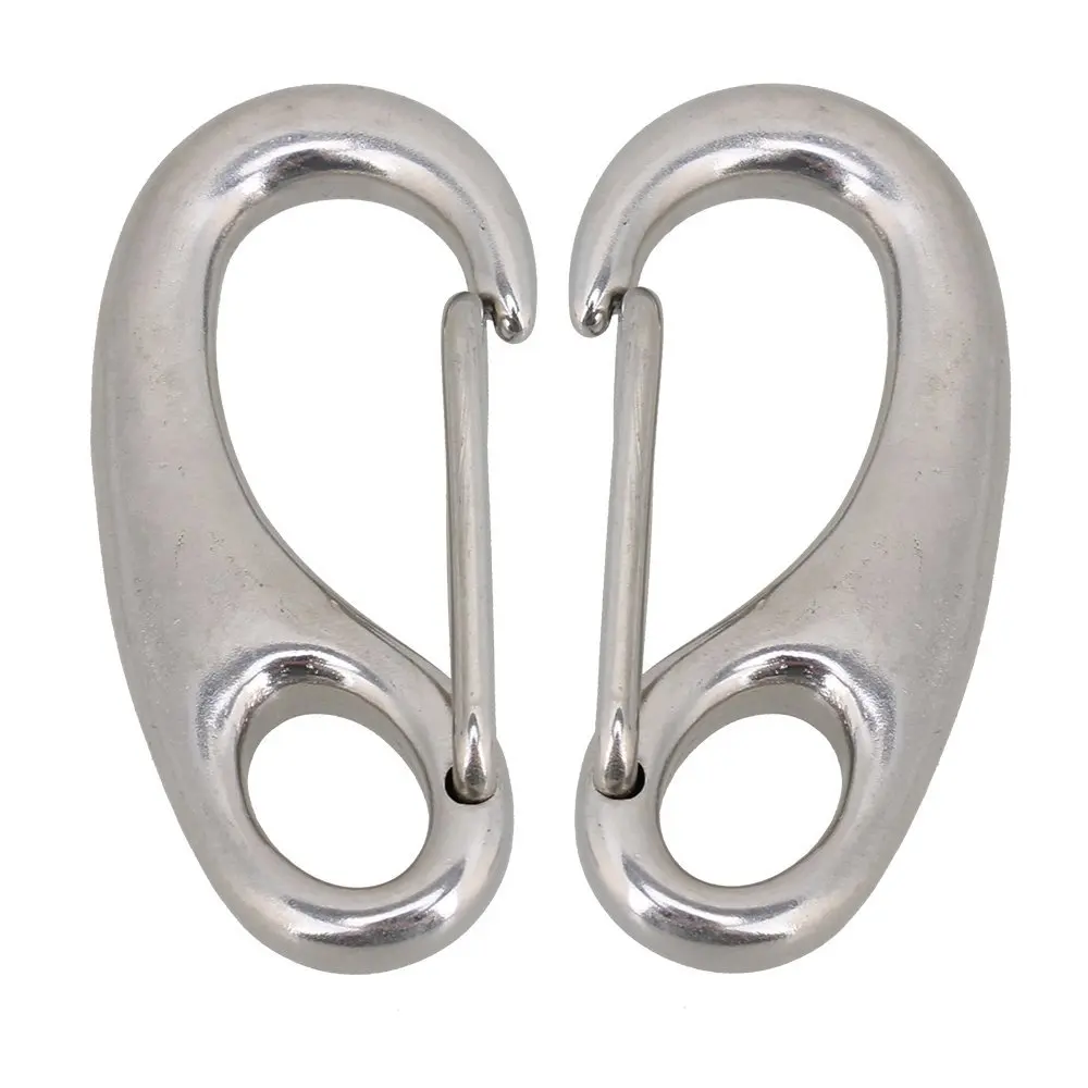 

Small Silver Tone Multifunctional 304 Stainless Steel Egg Shape Spring Snap Hook Quick Link Carabiner Pack of 2