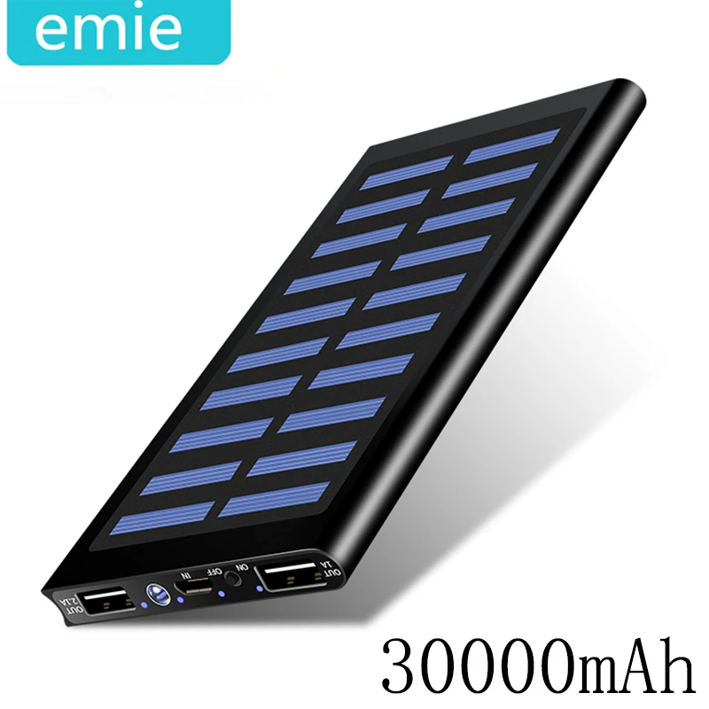 

Solar 30000mah Power Bank External Battery 2 USB LED Powerbank Portable Mobile phone Solar Charger for Xiaomi mi iphone Samsung