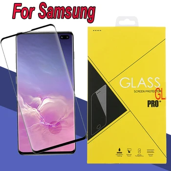 

500pcs Full Cover Curved Screen Protector Tempered Glass For Samsung Galaxy S10 E 5G Plus Anti-Scratch Film With Yellow Package