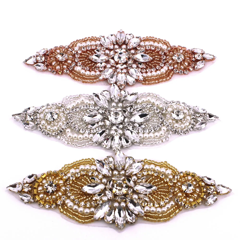 14X5.5cm Hot Fix Sewing Rhinestone Applique Elegant Handmade Fashion Clothes Shoes Sandal Hats Party Dress Bridal Sash Jewelry Jewelry Findings