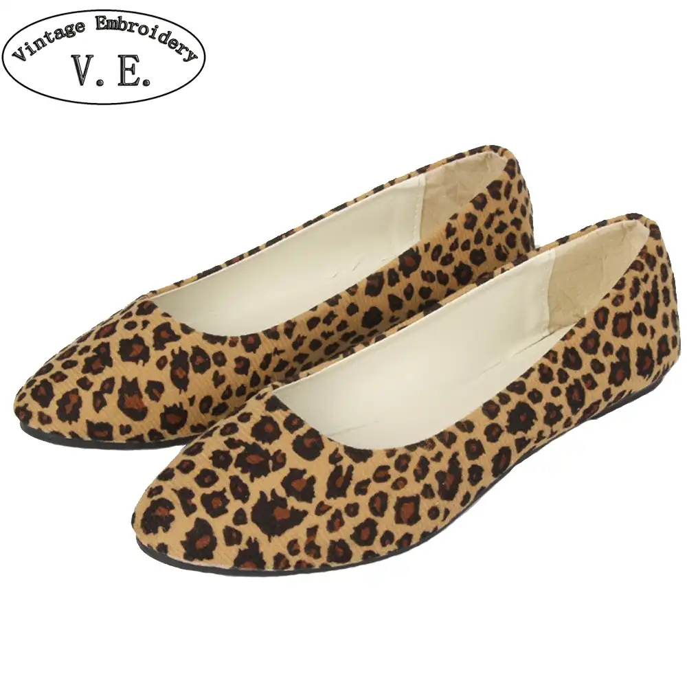ladies leopard print flat shoes