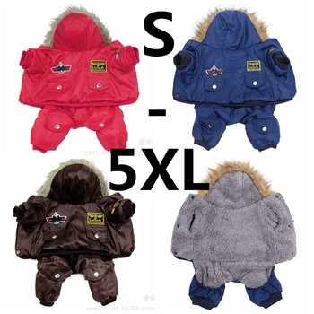

Free Shipping Padded Hoodie Jumpsuit Pants Apparel Stylish Winter Warm Puppy Outfit Costum Small Dog Pet Clothes Apparel S-5XL