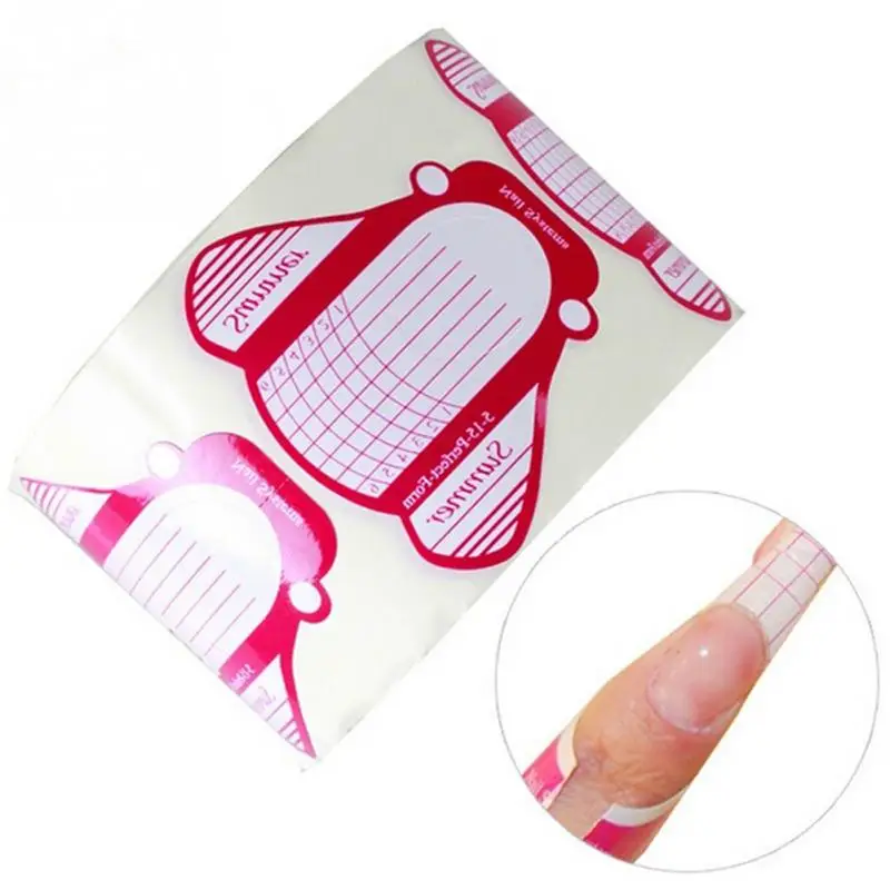 100 шт розовые вставки формы для ногтей новые кончики для маникюра расширительные формы руководство Французский DIY акриловые УФ-гель инструменты для ногтей