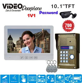 

ZHUDELE New 10.1 inch Color Video Door Phone Intercom Doorbell System + 1 Monitor + RFID Access Waterproof Camera In Stock