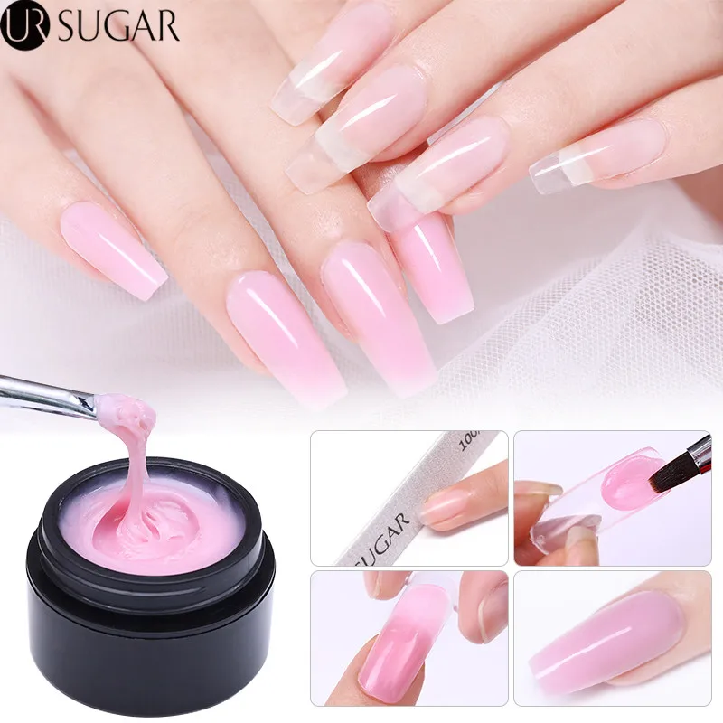 

UR SUGAR 15ml Thermal Poly Extension Gel Pink Clear Crystal Builder UV Gel Nail Tips Acrylic Quick Building Gel Polish Soak Off