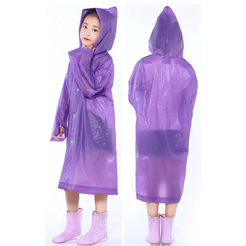 

Unisex Color Thicker EVA 1PC Portable Reusable Raincoats Children Rain Ponchos For 6-12 Years Old new rainning weather wear