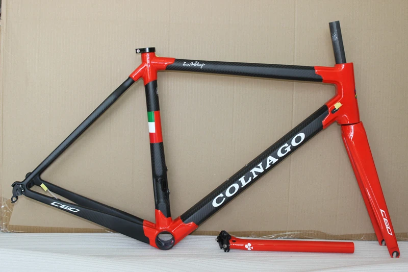 Горячее предложение! Распродажа! Colnago C60 рама для шоссейного велосипеда Красный Черный Белый карбоновая рама+ подседельный штырь+ вилка+ зажим+ гарнитура