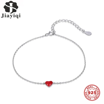 

Jiayiqi Trendy S925 Silver Red Love Bracelet Charms Fit Original Bracelet Wedding Engagement Fine Jewelry Valentine'S Day Gift