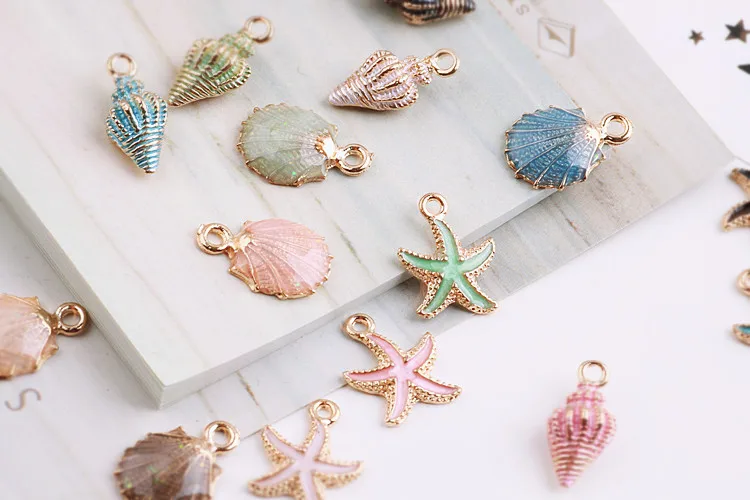 MRHUANG 10 шт. цветные морские звезды раковины морские эмалированные Подвески DIY браслет ожерелье, ювелирные аксессуары DIY ремесло