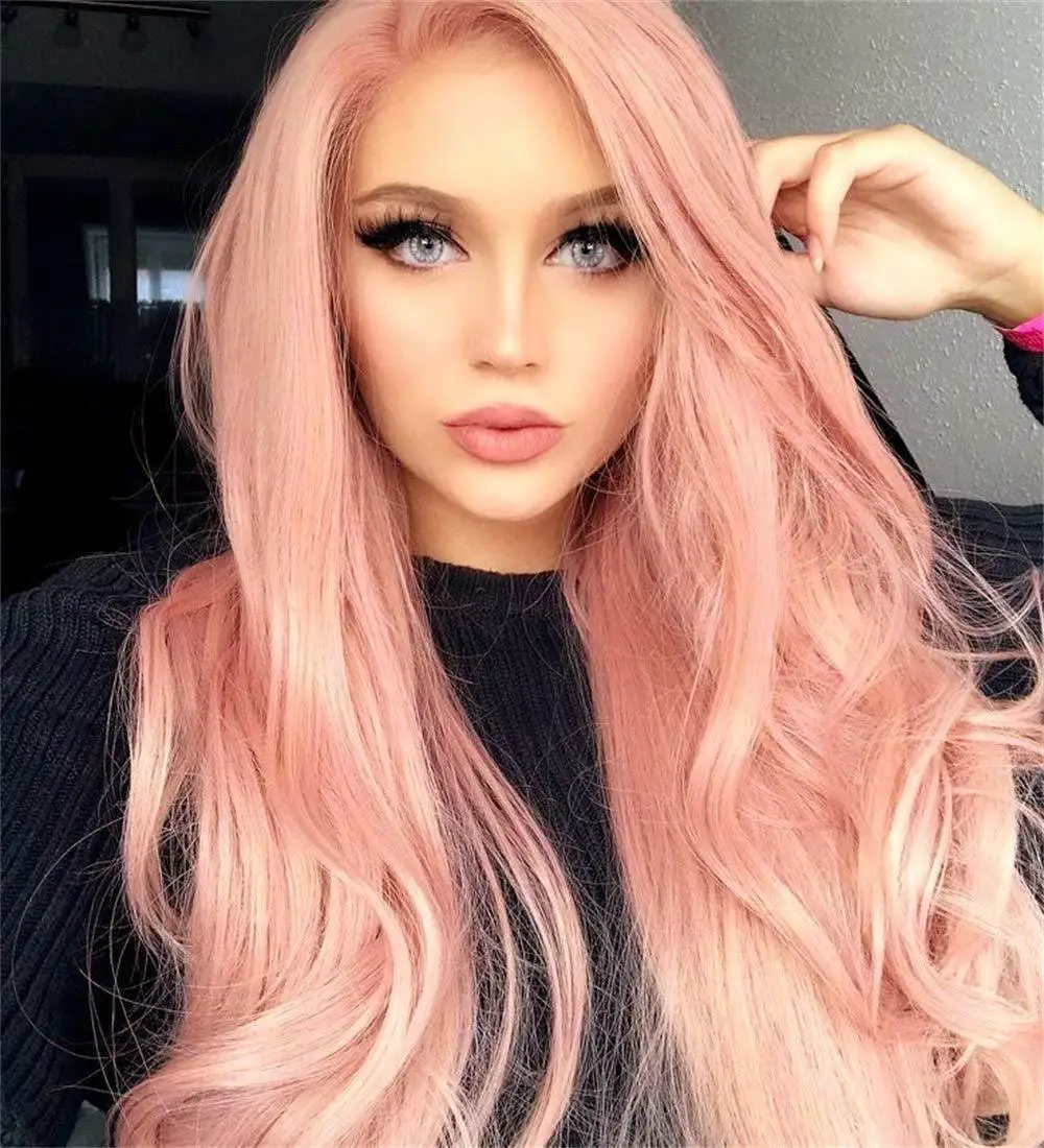 

Faroot 25'' Women Pink Long Curly Hair Wig Synthetic Party Cosplay Costume + Wig Cap Women‘s’ Hairpiece Blonde Wig