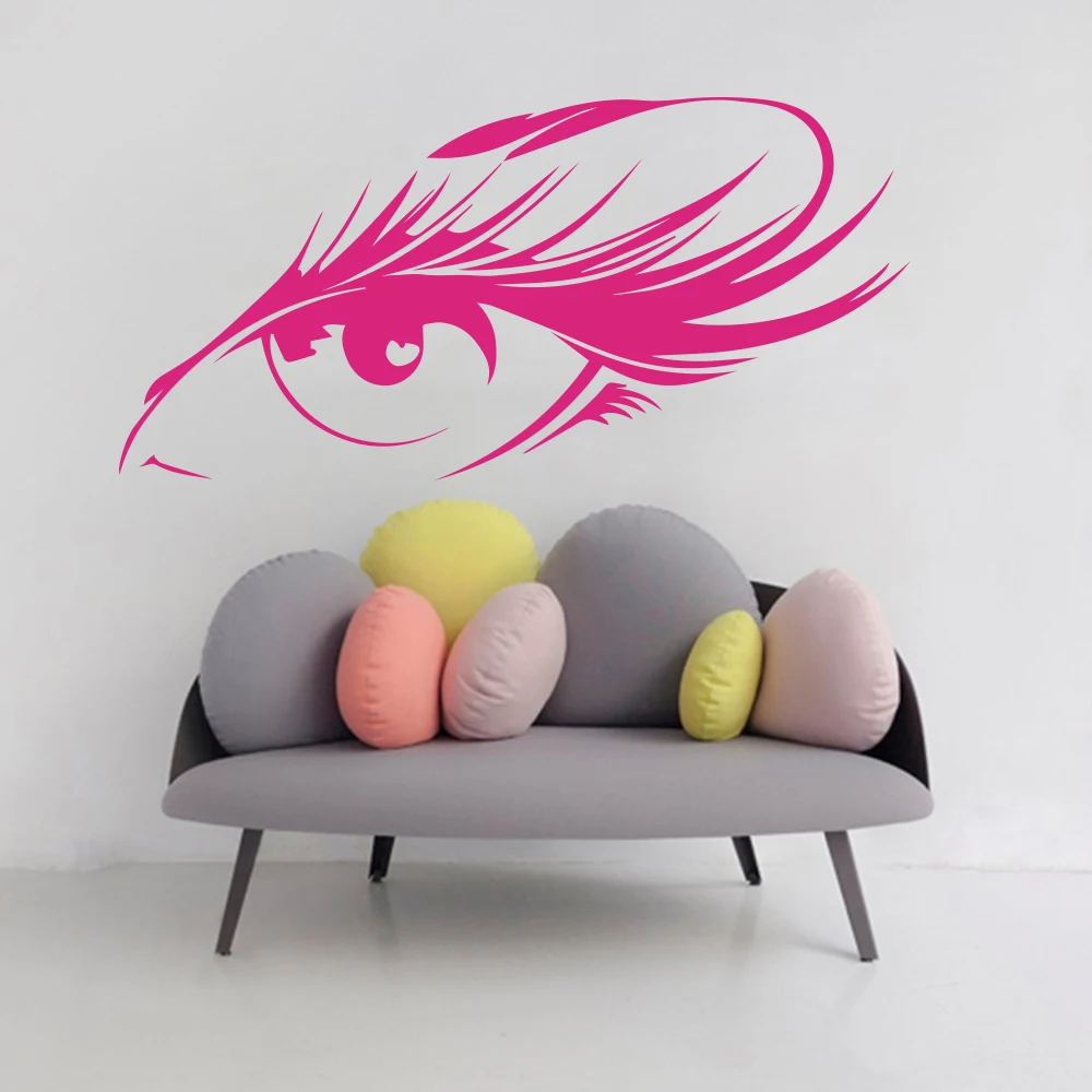 Beautiful Eyelash Eye Wall Sticker Nail Shop Makeup Beauty Salon Eye Wall Decal Window Hair Nail Shop