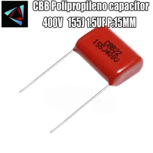 5 шт. 400V 155J 1,5 мкФ шаг 15 мм CBB filme de Polipropileno конденсатор