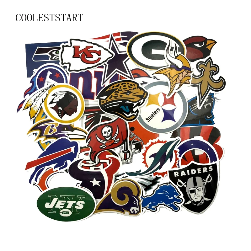 

32Pcs/set NFL American Football Graffiti Stickers For Luggage Laptop Suitcase Notebook Moto Car Toy PVC Waterproof Sticker