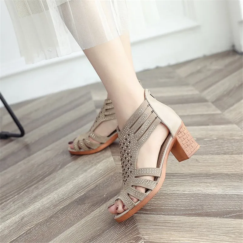 

Sandalias Mujer 2019 Women Crystal Hollow Out Peep Toe Wedges Sandals High Heeled Shoes zapatos mujer tacon chaussures femme ete