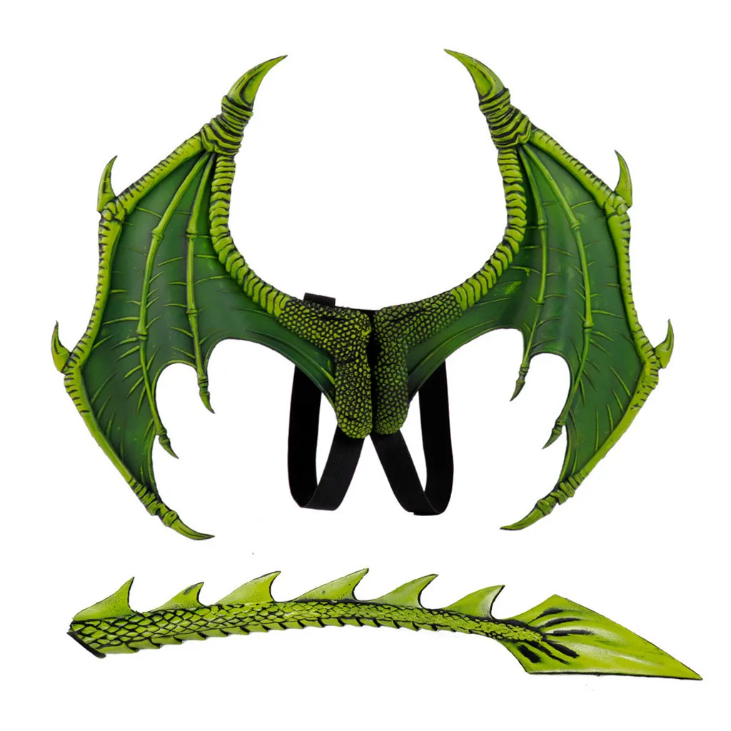 Cosplay How to Train Your Dragon costume props kids adult black demon dragon vampire wings mask halloween carnival purim props - Цвет: Green