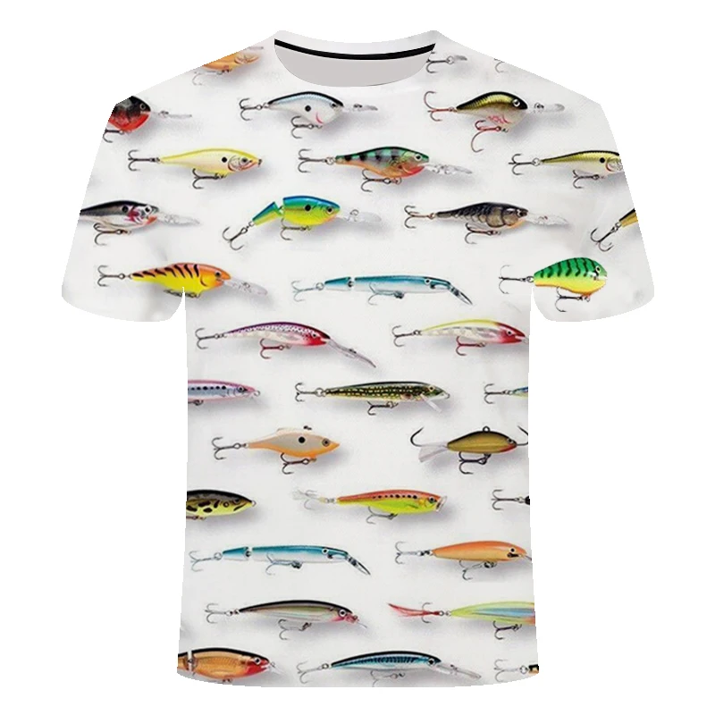 Прямая поставка, футболка с рыболовным принтом, Повседневная стильная футболка с короткими рукавами и круглым вырезом, 3D-принтом, большая белая акула, пляжные, Азиатские размеры