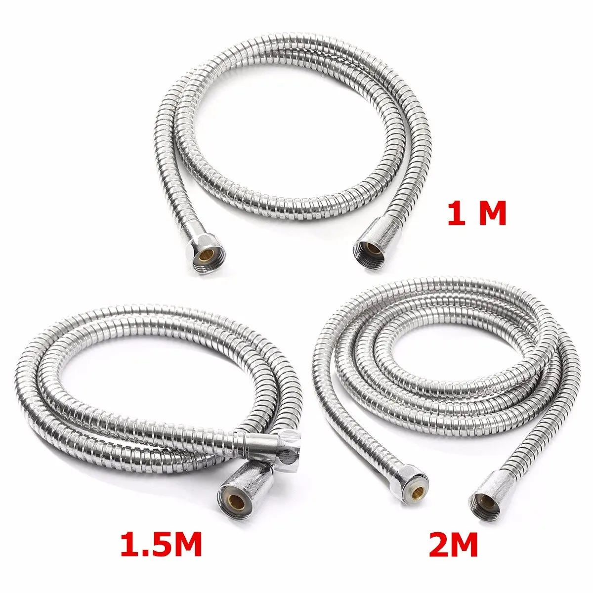 

1m/1.5m/ 2m Plumbing Hoses G1/2 Inch Flexible Shower Hose Stainless Steel Chrome Bathroom Water Head Showerhead Pipe