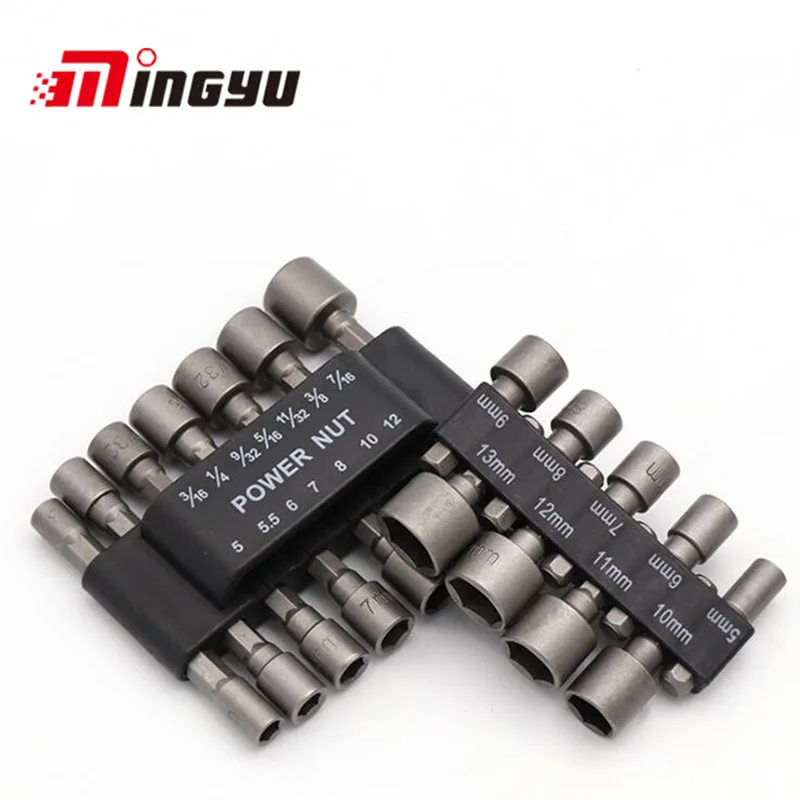 9pcs 14pcs 5-13mm Wrench Socket Adapter Set 1/4 Inch Hex Shank Screw Nut Driver Hand Tools Metric P