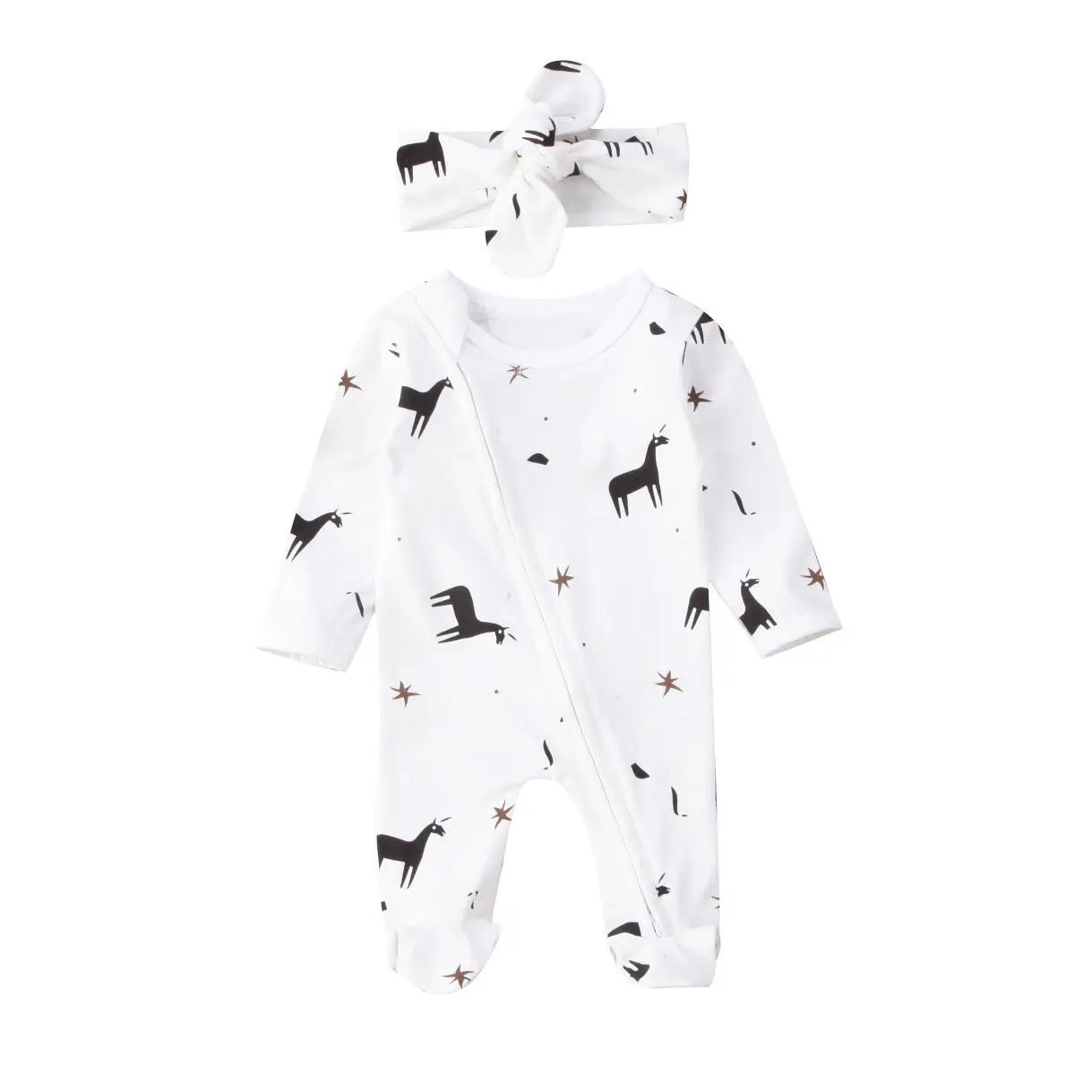 Toddler Baby Boys Girls Long Sleeve Cartoon Dogs Print Romper Jumpsuit Outfits