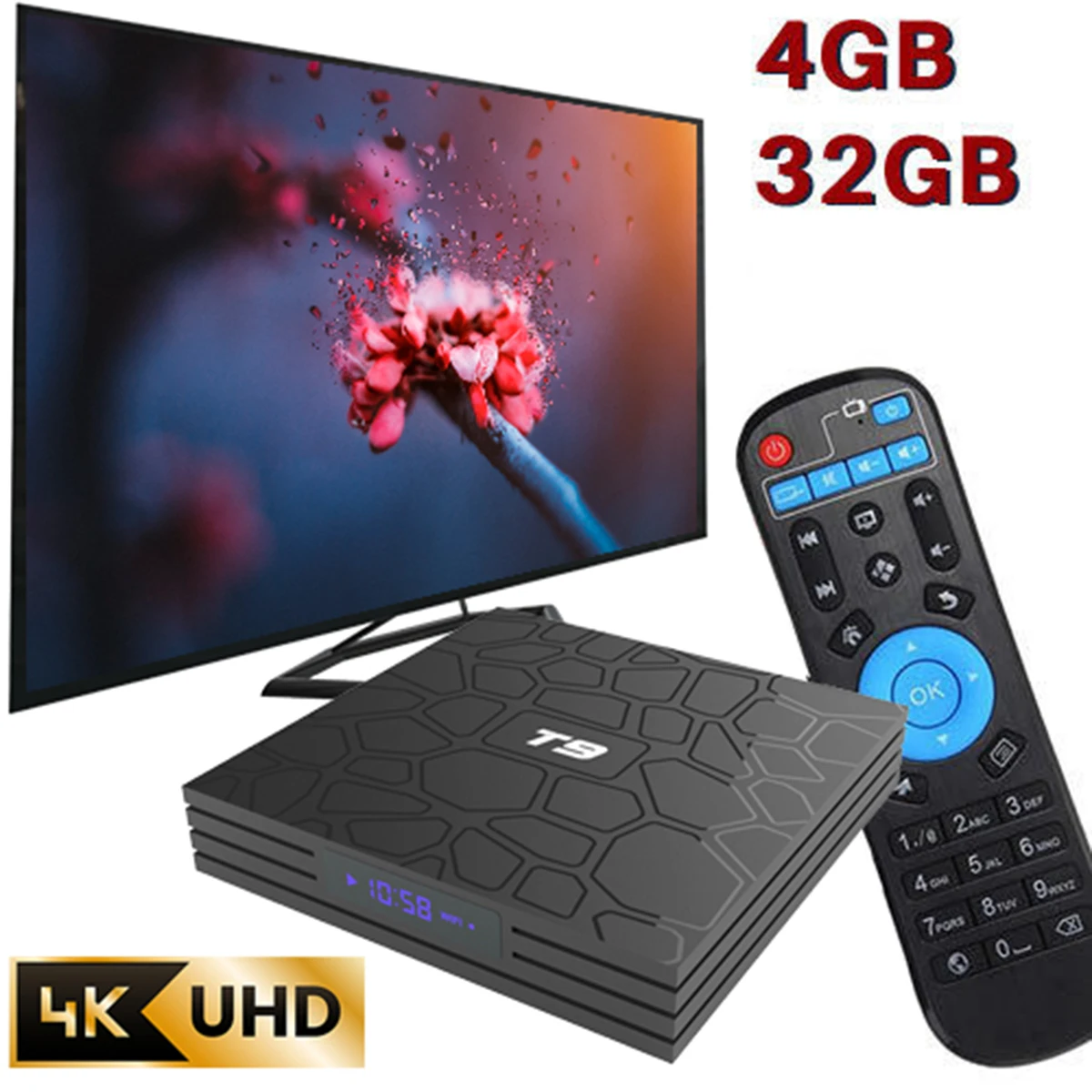 ТВ приставка SOONHUA T9 Android 8 1 4K умный HD медиаплеер 2 4 ГГц приставки Wi Fi Bluetooth