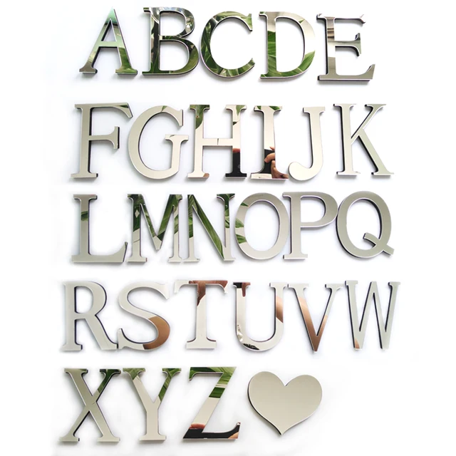 New Acrylic Mirror 3D DIY wall stickers stickers English letters home decoration creative personality Special