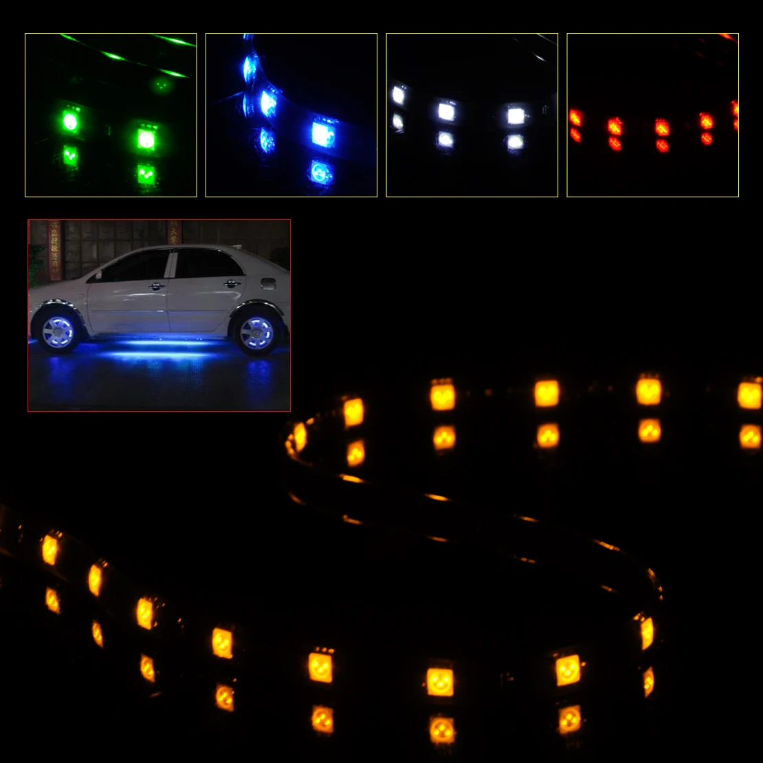 DWCX 4Pcs 24" LED Wheel Well Neon Glow Flexible Soft Strip Lights Car