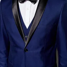 Новейшие Королевский синий жениха Смокинги для женихов Черная шаль нагрудные 3 предмета мужские свадебные Пром ужин Костюмы итальянский Стиль человек костюм Индивидуальный заказ