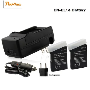 

2Pcs EN-EL14 EN-EL14a ENEL14 EL14 Batteries +Charger&car adapter for Nikon P7700,P7100,D5500,D5200,D3200,D3100