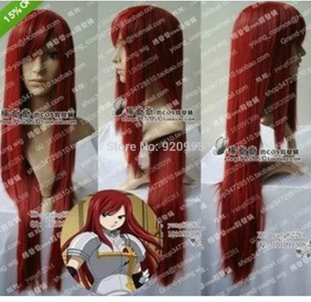SHIPPING *******NPopular New FAIRY TAIL ERZA Dark Red cosplay long wig 80CM |