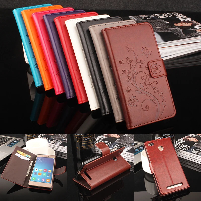 

HongBaiwei Brand Luxury Wallet Leather Case For Xiaomi Redmi 3 Pro Flip Stand 3D Fashion Flower Card Bag Cover Coque