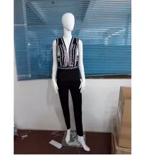 Высокое качество зима осень женский черный v шеи украшение кристаллами повязки комбинезон Прямая поставка