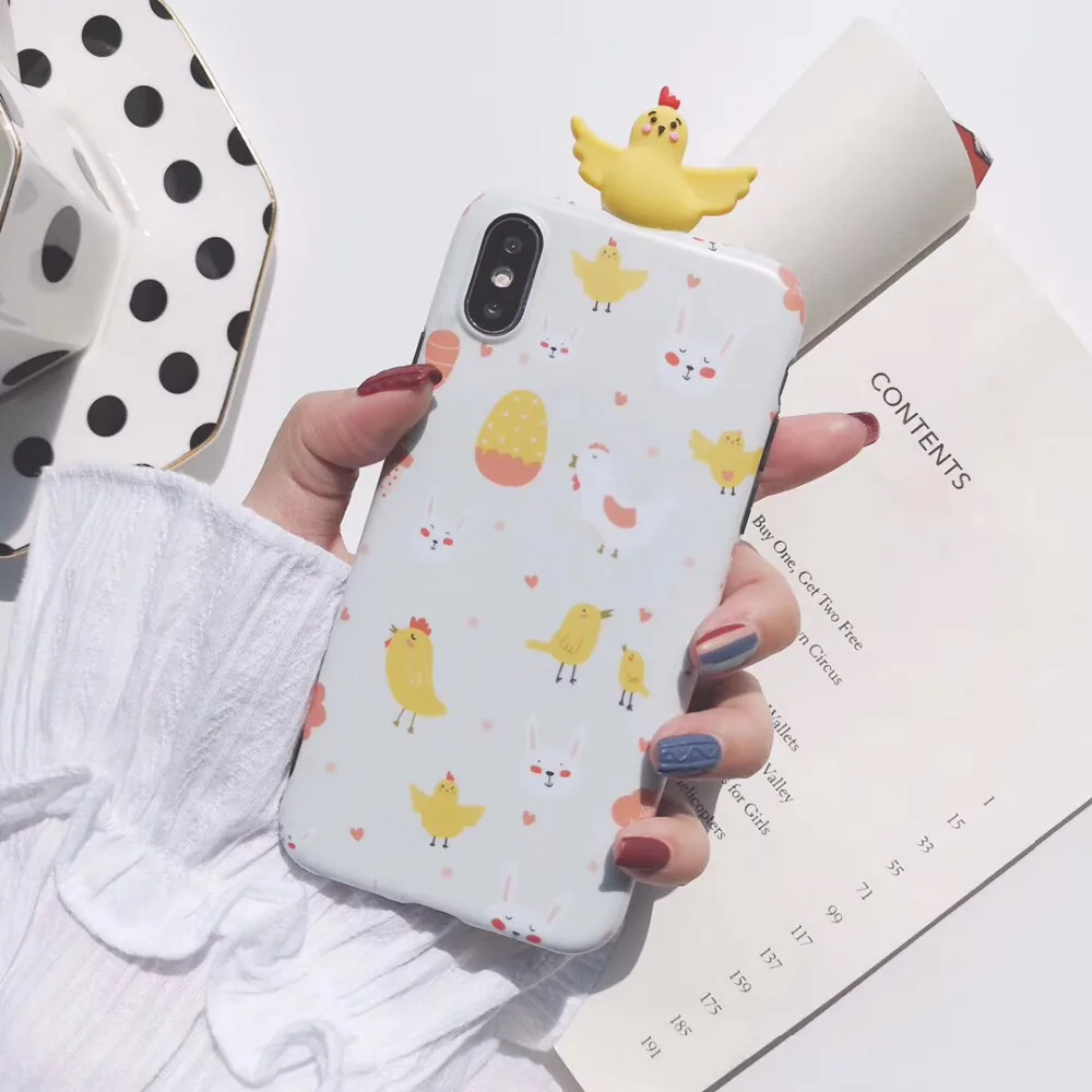 

maosenguoji luxury 3D funny cartoon Kneeling yellow chicken Fashion Mobile Phone Case for iphone 6 6s 6plus 7 8 plus X XR XS MAX