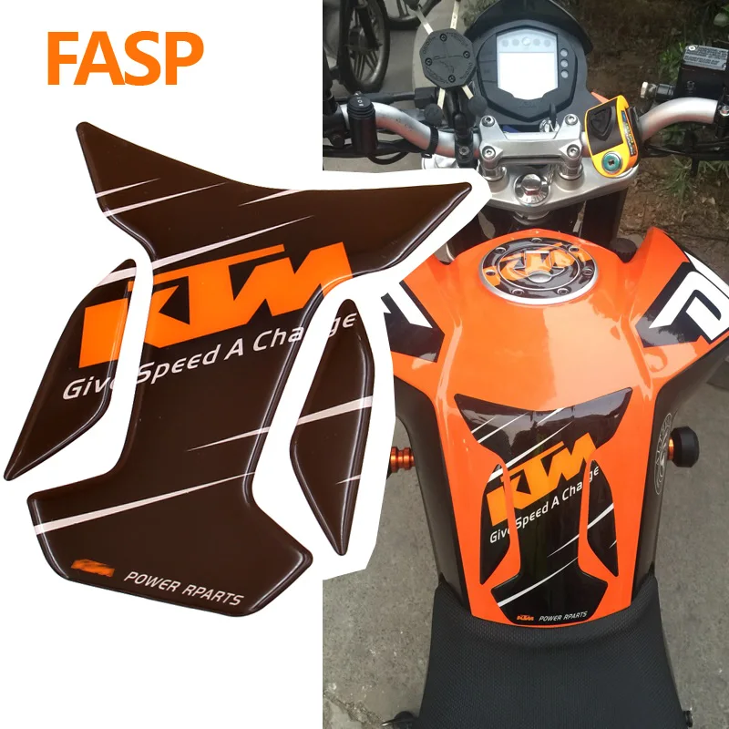 

New FASP Motorcycle 3D Resin ADESIVI Emblem Protection Tank Pad Protective Decal & Sticker Black Color For 125 200 390